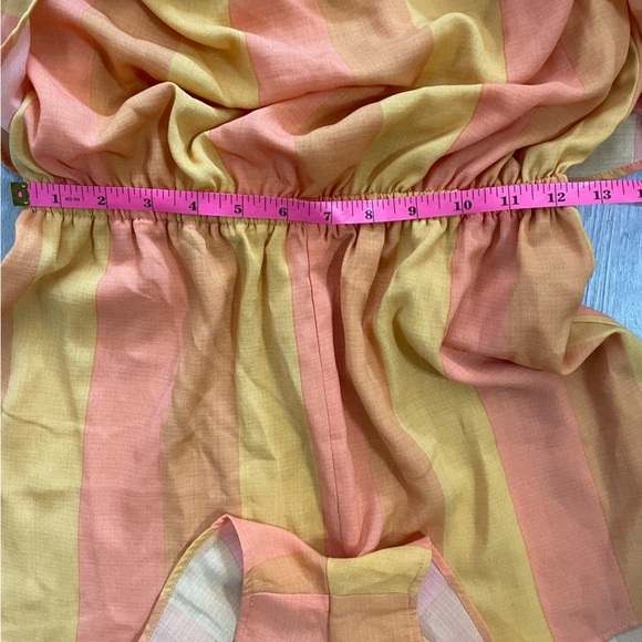 Show Me your Mumu Thelma Romper Sunset Sun Kissed Stripe Orange Yellow. Size Sm - Picture 7 of 9